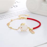 925 Sterling Silver Bangle Bracelet with 1.18inch extender chain Rabbit gold color plated fashion jewelry & for woman nickel lead & cadmium free Length Approx 6.3 Inch Sold By PC
