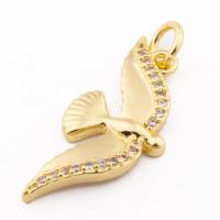 Cubic Zirconia Micro Pave Brass Pendant, Bird, high quality gold color plated, DIY & micro pave cubic zirconia, nickel, lead & cadmium free, 26x10x2mm, Hole:Approx 3mm, Approx 30PCs/Lot, Sold By Lot