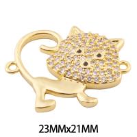 Cubic Zirconia Micro Pave Brass Pendant, high quality gold color plated, DIY & micro pave cubic zirconia & double-hole, nickel, lead & cadmium free, 23x21x3mm, Hole:Approx 1mm, Approx 30PCs/Lot, Sold By Lot