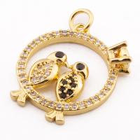 Cubic Zirconia Micro Pave Brass Pendant, high quality gold color plated, DIY & micro pave cubic zirconia, nickel, lead & cadmium free, 25x18x5mm, Hole:Approx 3mm, Approx 30PCs/Lot, Sold By Lot