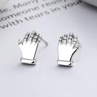 925 Sterling Silver Stud Earrings Hand Antique finish fashion jewelry & Unisex nickel lead & cadmium free 8mm Sold By Pair