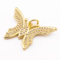 Cubic Zirconia Micro Pave Brass Pendant, high quality gold color plated, DIY & micro pave cubic zirconia, nickel, lead & cadmium free, 24x18x3mm, Hole:Approx 3mm, Approx 30PCs/Lot, Sold By Lot