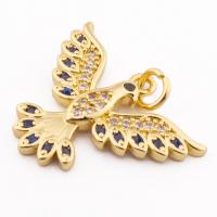 Cubic Zirconia Micro Pave Brass Pendant, Phoenix, high quality gold color plated, DIY & micro pave cubic zirconia, nickel, lead & cadmium free, 23x22x3mm, Hole:Approx 3mm, Approx 30PCs/Lot, Sold By Lot