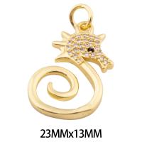 Cubic Zirconia Micro Pave Brass Pendant, Seahorse, high quality gold color plated, DIY & micro pave cubic zirconia, nickel, lead & cadmium free, 23x13x2mm, Hole:Approx 3mm, Approx 30PCs/Lot, Sold By Lot
