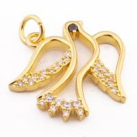 Cubic Zirconia Micro Pave Brass Pendant, Bird, high quality gold color plated, DIY & micro pave cubic zirconia, nickel, lead & cadmium free, 23x20x2mm, Hole:Approx 3mm, 30PCs/Lot, Sold By Lot