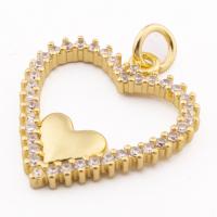 Cubic Zirconia Micro Pave Brass Pendant, Heart, high quality gold color plated, DIY & micro pave cubic zirconia, nickel, lead & cadmium free, 25x19x2mm, Hole:Approx 3mm, Approx 30PCs/Lot, Sold By Lot