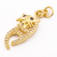 Cubic Zirconia Micro Pave Brass Pendant, high quality gold color plated, DIY & micro pave cubic zirconia, nickel, lead & cadmium free, 31x10x3mm, Hole:Approx 3mm, Approx 30PCs/Lot, Sold By Lot