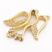 Cubic Zirconia Micro Pave Brass Pendant, Bird, high quality gold color plated, DIY & micro pave cubic zirconia, nickel, lead & cadmium free, 24x19x2mm, Hole:Approx 1mm, Approx 30PCs/Lot, Sold By Lot