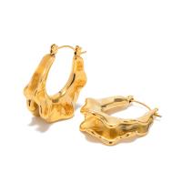 Acier inoxydable Levier Retour Earring, Acier inoxydable 304, Plaqué or 18K, bijoux de mode & pour femme, doré, 27mm, Vendu par paire