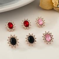 Tibetan Style Stud Earring, fashion jewelry & micro pave cubic zirconia & for woman, more colors for choice, nickel, lead & cadmium free, 14mm, Sold By Pair