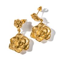 Stainless Steel Drop Earring 304 Stainless Steel Rose 18K gold plated fashion jewelry & for woman golden Sold By Pair
