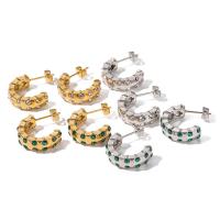 Nerezová ocel náušnice, 304 Stainless Steel, módní šperky & micro vydláždit kubické zirkony & pro ženy, více barev na výběr, 18.70x5.20mm, Prodáno By Pair