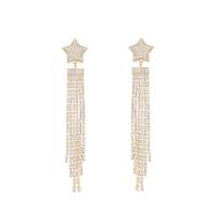 Fashion Fringe Earrings Brass Star plated fashion jewelry & micro pave cubic zirconia & for woman nickel lead & cadmium free Sold By Pair