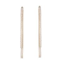 Fashion Fringe Earrings, Brass, plated, fashion jewelry & micro pave cubic zirconia & for woman, more colors for choice, nickel, lead & cadmium free, 3.50x84mm, Sold By Pair
