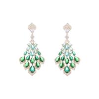 Cubic Zirconia Micro Pave Brass Earring, plated, fashion jewelry & micro pave cubic zirconia & for woman, more colors for choice, nickel, lead & cadmium free, 28x58mm, Sold By Pair
