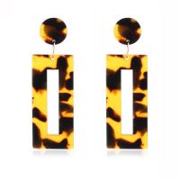 Zinc Alloy Drop Earrings with Acrylic Square gold color plated fashion jewelry & for woman amber Sold By Pair
