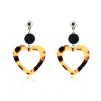 Tibetan Style Drop Earrings, with Acrylic, Heart, gold color plated, fashion jewelry & for woman, more colors for choice, 45x77mm, Sold By Pair