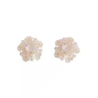 Cubic Zirconia Micro Pave Brass Earring, Copper Alloy, with Plastic Pearl, Flower, real gold plated, fashion jewelry & micro pave cubic zirconia & for woman, 20x20mm, Sold By Pair