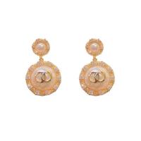 Cubic Zirconia Micro Pave Brass Earring, Copper Alloy, with Plastic Pearl, real gold plated, fashion jewelry & micro pave cubic zirconia & for woman, 25x20mm, Sold By Pair