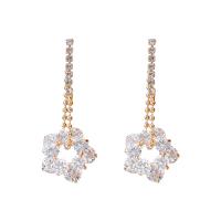 Cubic Zirconia Micro Pave Brass Earring, Copper Alloy, Star, real gold plated, fashion jewelry & micro pave cubic zirconia & for woman, 40x15mm, Sold By Pair