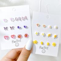 Tibetan Style Stud Earring, epoxy gel, 8 pieces & fashion jewelry & for woman, nickel, lead & cadmium free, Sold By Set