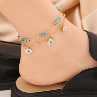304 Stainless Steel Anklet, with turquoise, with 2inch extender chain, gold color plated, Bohemian style & different styles for choice & for woman, Length:Approx 7.9 Inch, Sold By PC