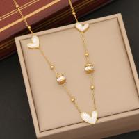 304 Stainless Steel Jewelry Set with White Shell Heart gold color plated oval chain & for woman Sold By PC