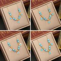 304 Stainless Steel Necklace, with turquoise, with 2inch extender chain, gold color plated, different styles for choice & for woman, Length:Approx 15.7 Inch, Sold By PC