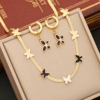 304 Stainless Steel Jewelry Set Butterfly gold color plated oval chain & for woman Sold By PC