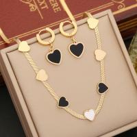 304 rustfrit stål Smykker Set, Heart, guldfarve belagt, forskellige stilarter for valg & for kvinde & emalje, Solgt af PC