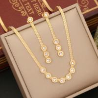 304 Stainless Steel Jewelry Set, gold color plated, different styles for choice & micro pave cubic zirconia & for woman, Sold By PC