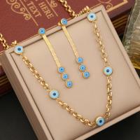 304 Stainless Steel Jewelry Set, with Resin, Evil Eye, gold color plated, oval chain & different styles for choice & for woman & enamel, Sold By PC