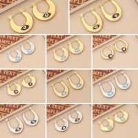 304 Stainless Steel Lever Back Earring, Evil Eye, gold color plated, different styles for choice & for woman & enamel, 30x20mm, Sold By Pair