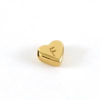 Spacer Beads Jewelry Titanium Steel Heart 18K gold plated DIY & with letter pattern Sold By PC