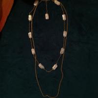 Freshwater Pearl Brass Chain Necklace, Pérolas de água doce, with Liga de cobre, 14K cheio de ouro, joias de moda & para mulher, branco, 10-11mm, comprimento Aprox 45 cm, vendido por PC