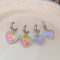 Zinc Alloy Stud Earring with Resin Heart handmade fashion jewelry & for woman nickel lead & cadmium free Sold By Pair
