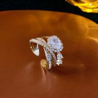 Krychlový Circonia Micro vydláždit mosazný prsten, Mosaz, módní šperky & micro vydláždit kubické zirkony & pro ženy, zlatý, nikl, olovo a kadmium zdarma, 21x20mm, Prodáno By PC