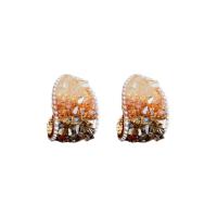 Tibetan Style Stud Earring, with Crystal & Plastic Pearl, fashion jewelry & for woman, nickel, lead & cadmium free, 26x16mm, Sold By Pair