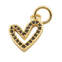 Cubic Zirconia Micro Pave Brass Pendant, Heart, gold color plated, fashion jewelry & micro pave cubic zirconia & for woman, two different colored, 12x9x2mm, Sold By PC