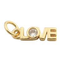Cubic Zirconia Micro Pave Brass Pendant Alphabet Letter gold color plated fashion jewelry & DIY & micro pave cubic zirconia & for woman golden Approx 3mm Sold By PC
