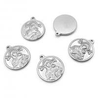 Stainless Steel Pendants, 304 Stainless Steel, Flat Round, polished, vintage & DIY, original color, 21x24mm, Sold By PC