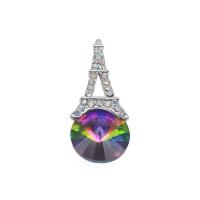 Zinc Alloy Pendler, Eiffeltårnet, sølvfarvet forgyldt, du kan DIY & med rhinestone, flerfarvede, nikkel, bly & cadmium fri, 14x34mm, Solgt af PC