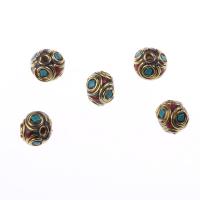 Brass Spacer Beads, with Clay, gold color plated, vintage & DIY, mixed colors, nickel, lead & cadmium free, 15x12.50mm, Sold By PC