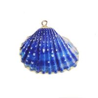 Shell Pendant, with Brass, gold color plated, DIY, more colors for choice, 28x31mm, Sold By PC