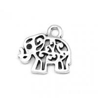 Tibetan Style Pendant, Elephant, antique silver color plated, DIY & hollow, nickel, lead & cadmium free, 15x14mm, Approx 50PCs/Bag, Sold By Bag