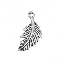 Tibetan Style Pendant, Leaf, antique silver color plated, vintage & DIY, nickel, lead & cadmium free, 9x18mm, Approx 50PCs/Bag, Sold By Bag