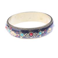 Brass Bangle antique brass color plated vintage & folk style & for woman & enamel mixed colors nickel lead & cadmium free 17mm Inner Approx 65mm Sold By PC