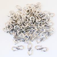 Zinc Alloy S Hook Clasp, sølvfarvet forgyldt, du kan DIY, nikkel, bly & cadmium fri, 10x24.50x3mm, Ca. 20pc'er/Bag, Solgt af Bag