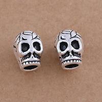 Tibetan Style Spacer Beads, Skull, antique silver color plated, vintage & DIY, nickel, lead & cadmium free, 12x11.50x9.50mm, Approx 10PCs/Bag, Sold By Bag