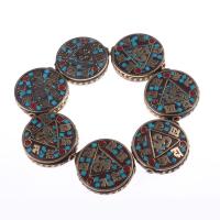 Brass Spacer Beads with Clay Flat Round vintage & DIY mixed colors nickel lead & cadmium free Sold By PC